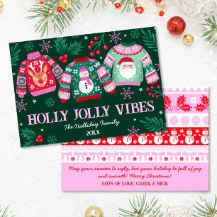 Ugly Sweaters with Santa, Reindeer & Snowmen Holiday Card