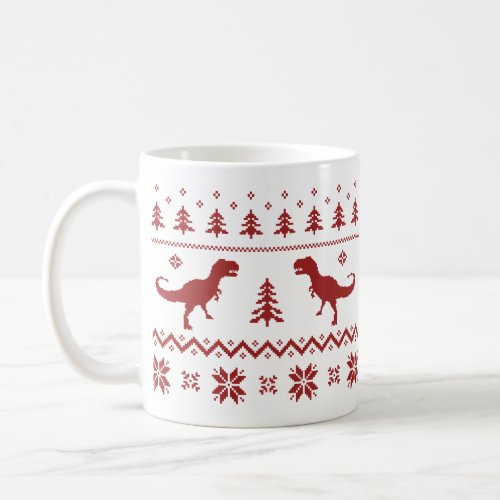Ugly T_Rex Dinosaur Christmas Sweater Coffee Mug