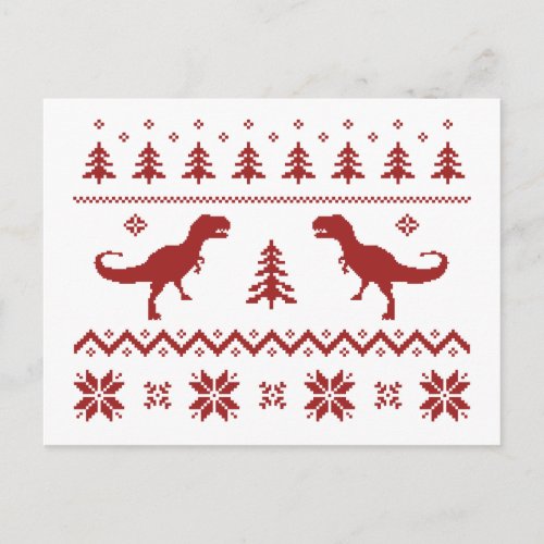 Ugly T_Rex Dinosaur Christmas Sweater Holiday Postcard