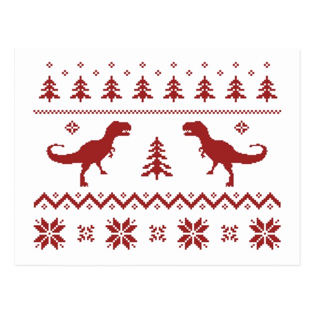 Ugly T-Rex Dinosaur Christmas Sweater Postcard