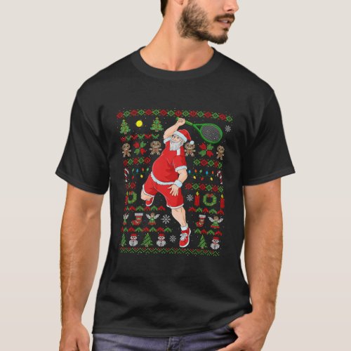Ugly Tennis Player Santa Claus T_Shirt