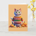 Ugly Thanksgiving Sweater Kitty  Card