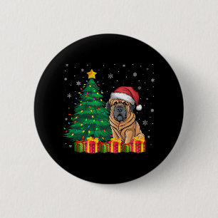 Ugly Tibetan Mastiff Santa Hat Christmas Lights Do Button