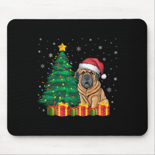 Ugly Tibetan Mastiff Santa Hat Christmas Lights Do Mouse Pad
