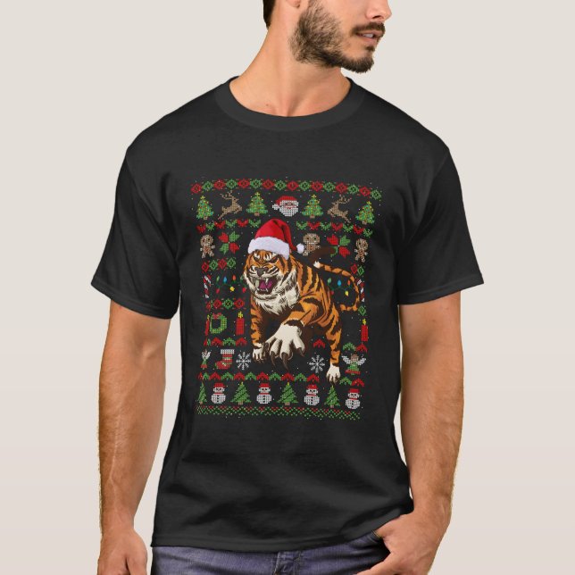 Ugly Tiger Cat Gifts For Christmas T-Shirt (Front)