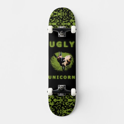 Ugly unicorn logo graphic 2 skateboard