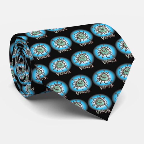 ugly virus funny cartoon neck tie