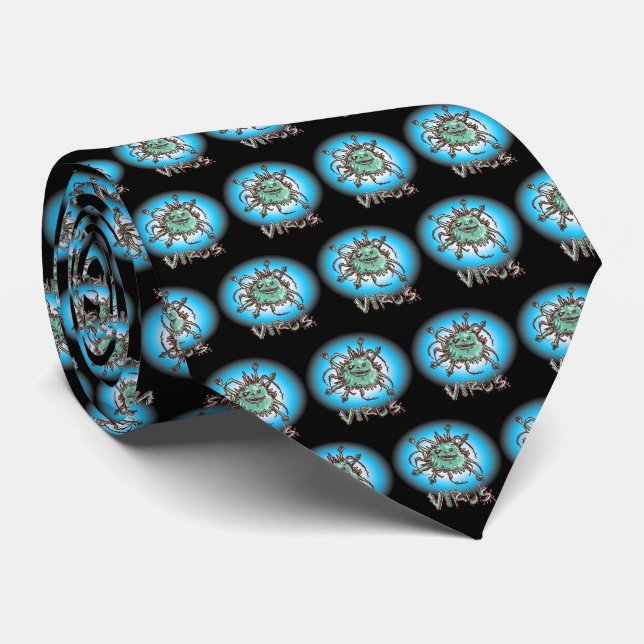 ugly virus funny cartoon neck tie (Rolled)
