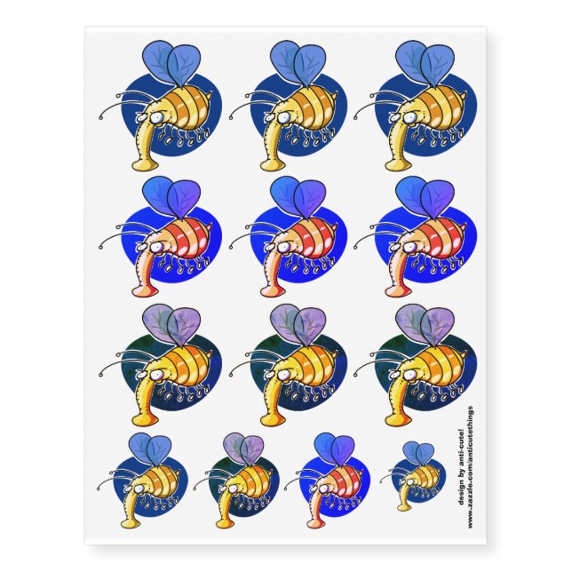 ugly wasp funny bee cartoon temporary tattoos (Front)