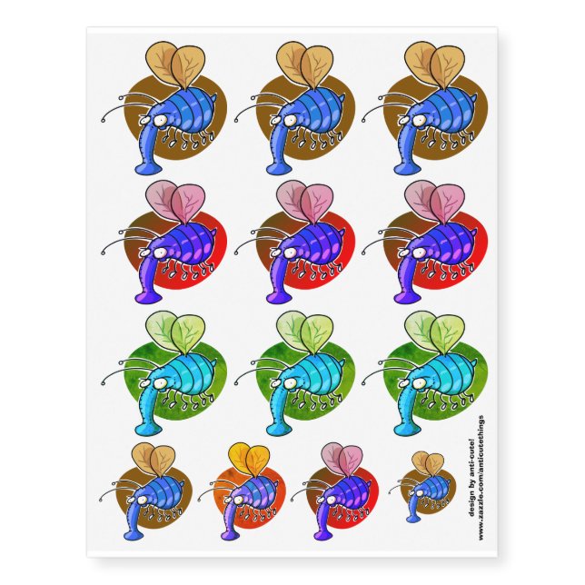 ugly wasp funny bee cartoon temporary tattoos (Front)