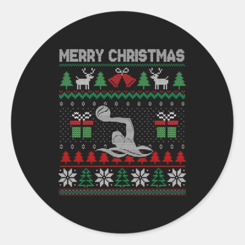 Ugly Water Polo Player Santa Tree Classic Round Sticker