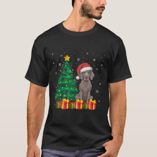 Ugly Weimaraner Santa Hat Christmas Lights Dog Lov T-Shirt