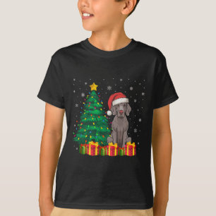 Ugly Weimaraner Santa Hat Christmas Lights Dog Lov T-Shirt