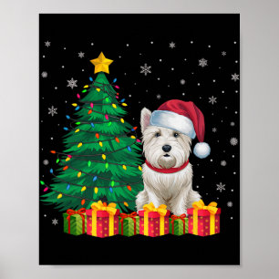 Ugly Westie Santa Hat Christmas Lights Dog Lover X Poster