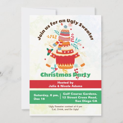Ugly Winter Sweater Christmas Party Invitation