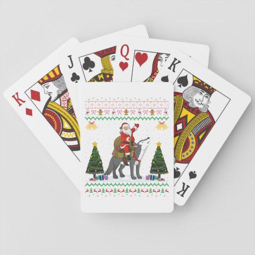 Ugly Wolf Xmas Gift Santa Riding Wolf Christmas  Poker Cards