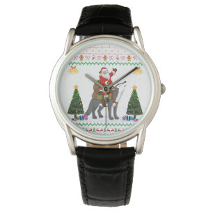 Ugly Wolf Xmas Gift Santa Riding Wolf Christmas Watch
