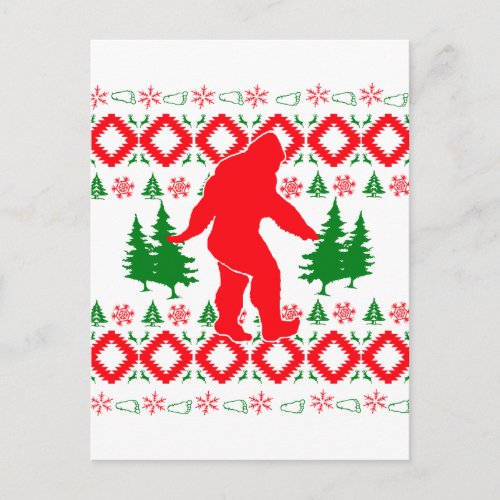 Ugly Xmas Bigfoot Holiday Postcard