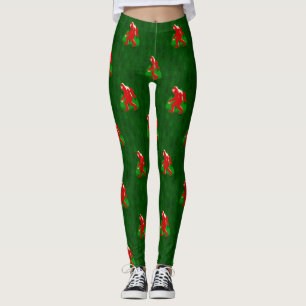 ugly xmas bigfoot yeti christmas trees leggings