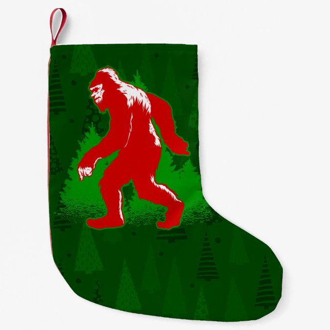 ugly xmas bigfoot yeti christmas trees small christmas stocking (Front)