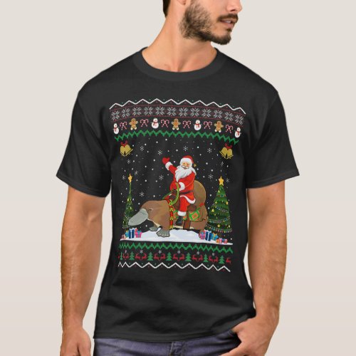 Ugly Xmas Gift Santa Riding Platypus Christmas T_Shirt