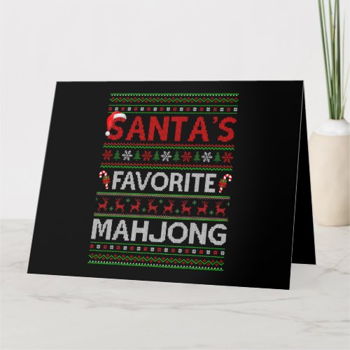 Ugly Xmas Lighting Santas Favorite Mahjong Christm Card