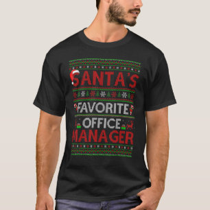 Ugly Xmas Lighting Santa's Favorite Office Manager T-Shirt