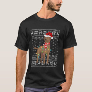 Ugly Xmas Lights Santa Hat Rhodesian Ridgeback Dog T-Shirt