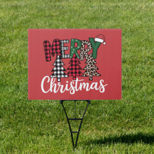 Ugly Xmas Merry and Bright Christmas Tree Santa  Sign