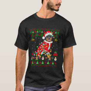 Ugly Xmas Santa Costume Rottweiler Dog Christmas T-Shirt