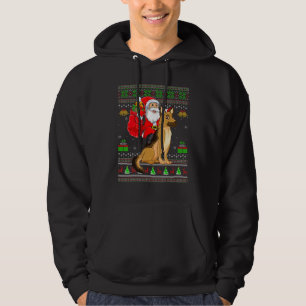 Ugly Xmas Santa Riding German Shepherd Dog Christm Hoodie