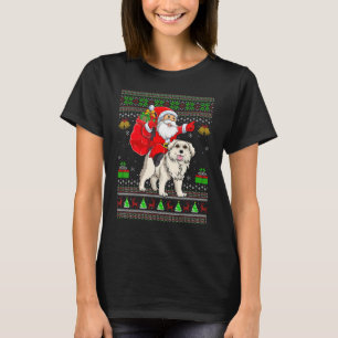 Ugly Xmas Santa Riding Great Pyrenees Dog Christma T-Shirt