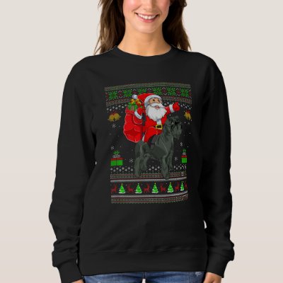 Ugly Xmas Santa Riding Miniature Schnauzer Dog Chr Sweatshirt