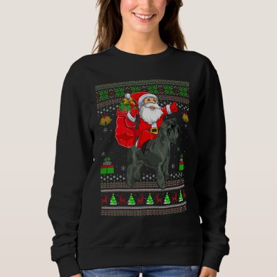 Ugly Xmas Santa Riding Miniature Schnauzer Dog Chr Sweatshirt