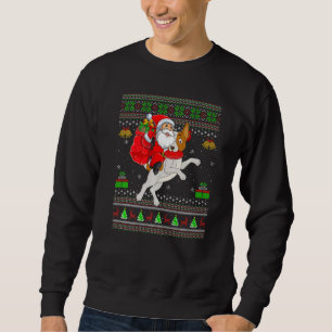 Ugly Xmas Santa Riding Weimaraner Dog Christmas Sweatshirt