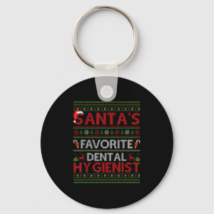 Ugly Xmas Santa's Favorite Dental Hygienist Christ Keychain