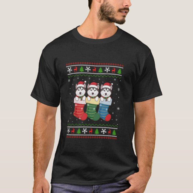 Ugly Xmas Sweater Alaskan Malamute Dog In Christma (Front)