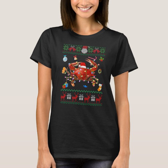 Ugly Xmas Sweater Animals Lights Christmas Crab (Front)