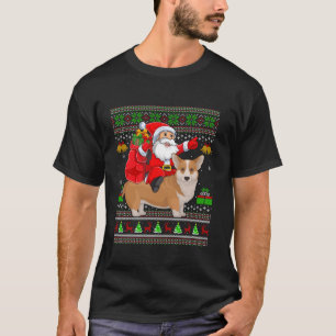 Ugly Xmas Sweater Funny Santa Riding Corgi Dog Chr