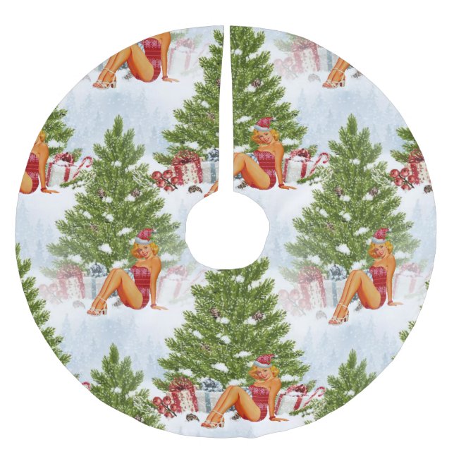 ugly xmas sweater pin up brushed polyester tree skirt (Front)