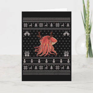 Ugly Xmas Sweater Style Cuttlefish Reindeer Christ Card