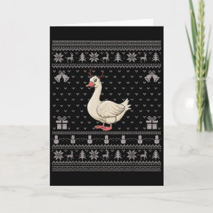 Ugly Xmas Sweater Style Goose Reindeer Christmas  Card