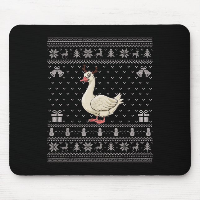 Ugly Xmas Sweater Style Goose Reindeer Christmas  Mouse Pad (Front)
