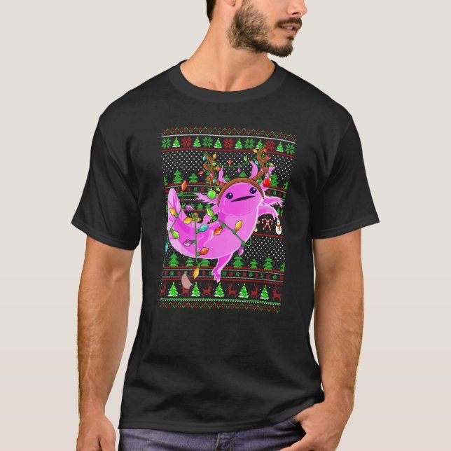 Ugly Xmas Sweater Style Lighting Axolotl Christmas (Front)