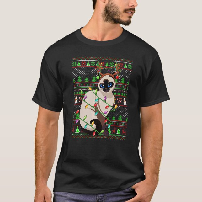 Ugly Xmas Sweater Style Lighting Balinese Cat Chri (Front)