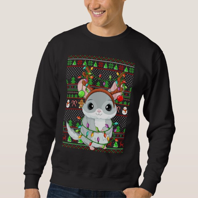 Ugly Xmas Sweater Style Lighting Chinchilla Christ (Front)