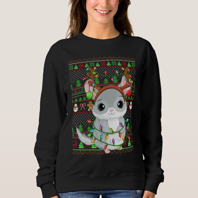Ugly Xmas Sweater Style Lighting Chinchilla Christ (Front)