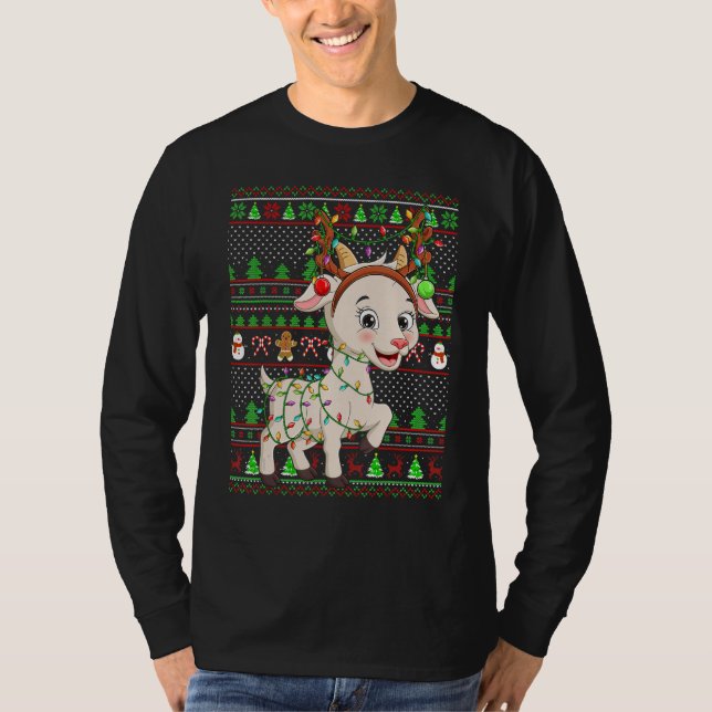 Ugly Xmas Sweater Style Lighting Goat Christmas (Front)