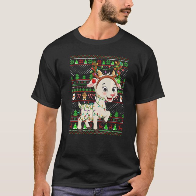 Ugly Xmas Sweater Style Lighting Goat Christmas (Front)
