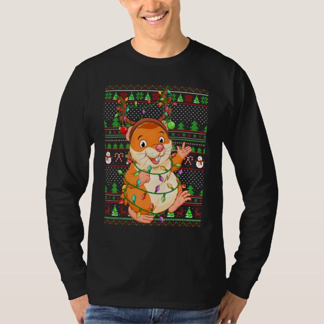 Ugly Xmas Sweater Style Lighting Hamster Christmas (Front)